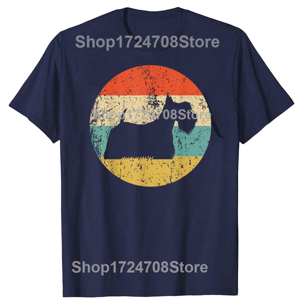 Funny Scottish Terrier Vintage Retro Scottie Dog T-shirts Men Women's Fashion Casual Tshirt 100% Cotton Loose Oversized T Shirt
