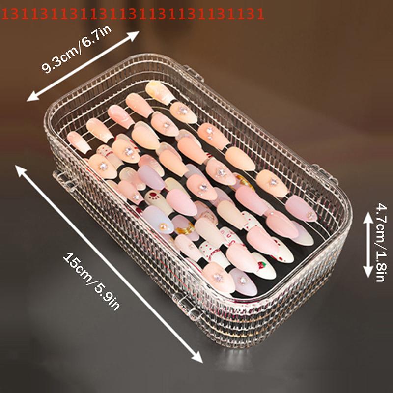 Transparent Plastic Three-Fold Press-On Nail Display Rack Storage Box Organizer for False Nails