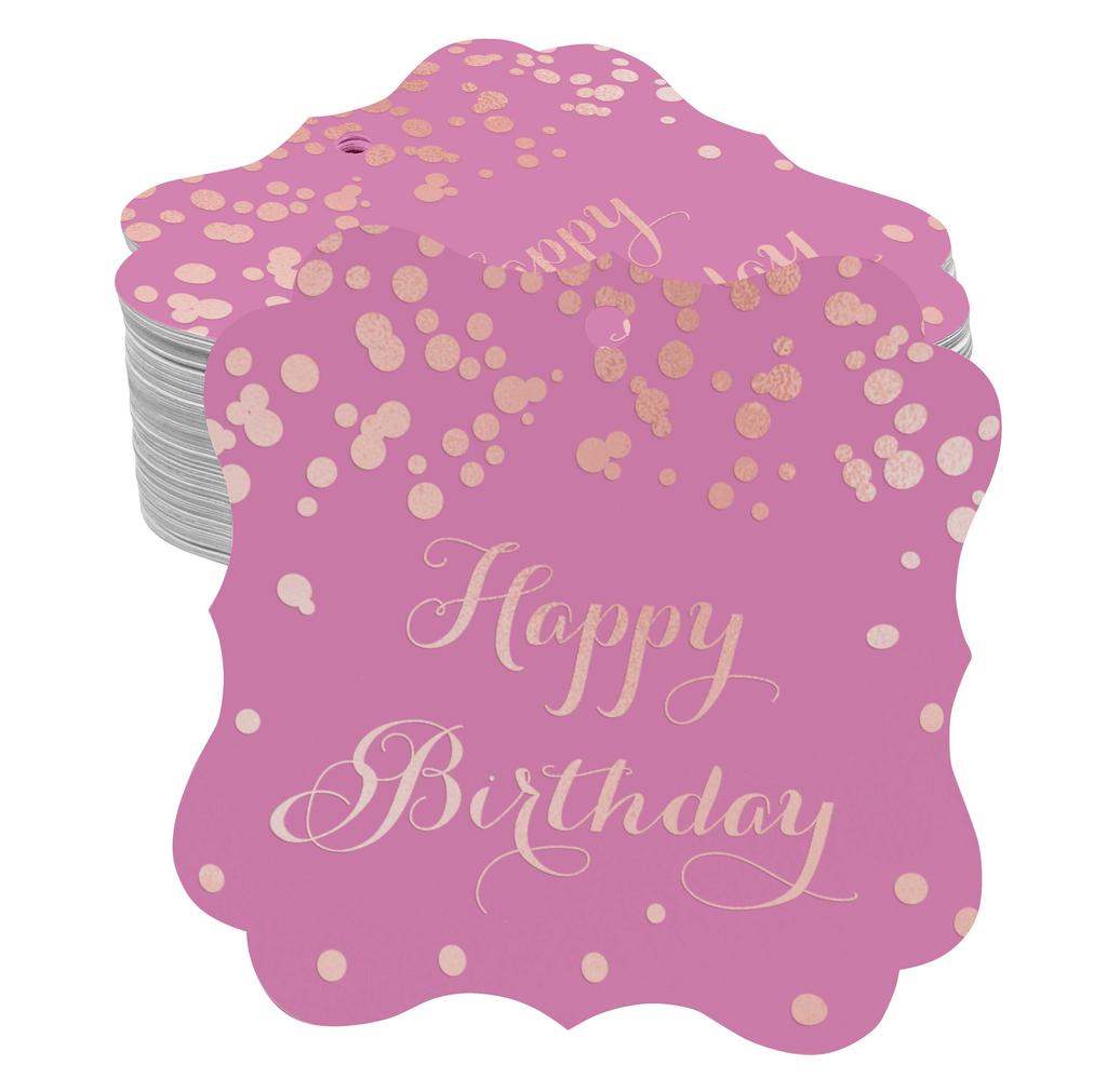 Inkdotpot Real Gold Foil Bracket Shape Paper Hang Tags Happy Birthday Favor Tags Pack Of