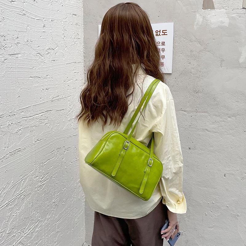 

PU Leather Women Underarm Bag Handbags Large Capacity Ladies Daily Small Casual Tote Fashi Solid Color Female Shoulder Bags зелений