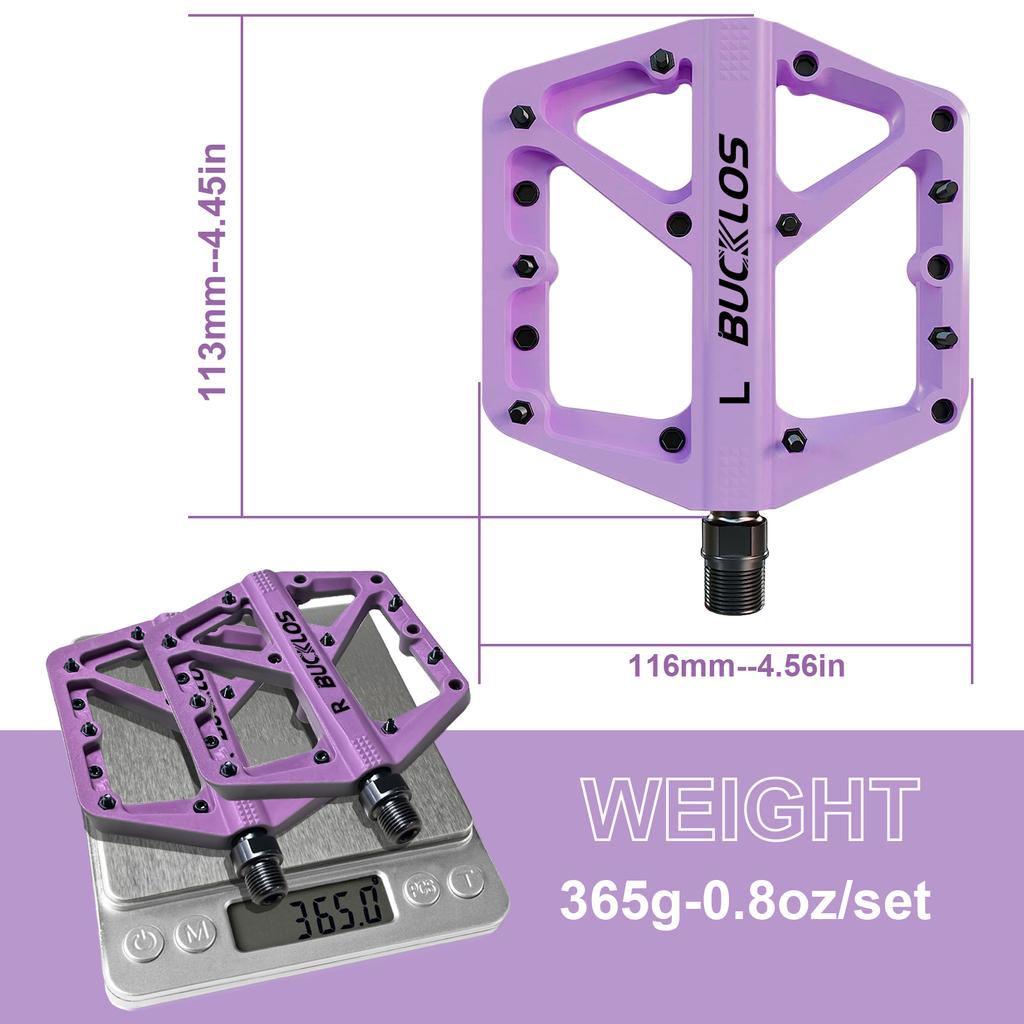 BUCKLOS Bicycle Pedals Sealed Bearing MTB Platform Pedal for Bicycle Mountain Nylon Bike Flat Pedals 9/16'' MTB Road Bike Part