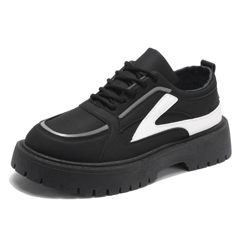 

Мода 2025 Новые Удобные и Нишевые Дизайнерские Ретро Мужские Повседневные Туфли на Толстой Подошве для Улицы Обувь Ретро Черный 38 чёрный