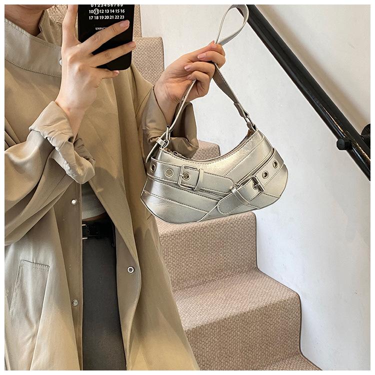 Bolsa Baguette de Ombro para Motociclista Estilo Retrô Quente Tendência 2024