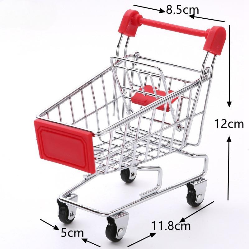 1:48 Mini Supermarket Shopping Trolley Cart Desktop Model Children's Toys Home Decoration Miniature