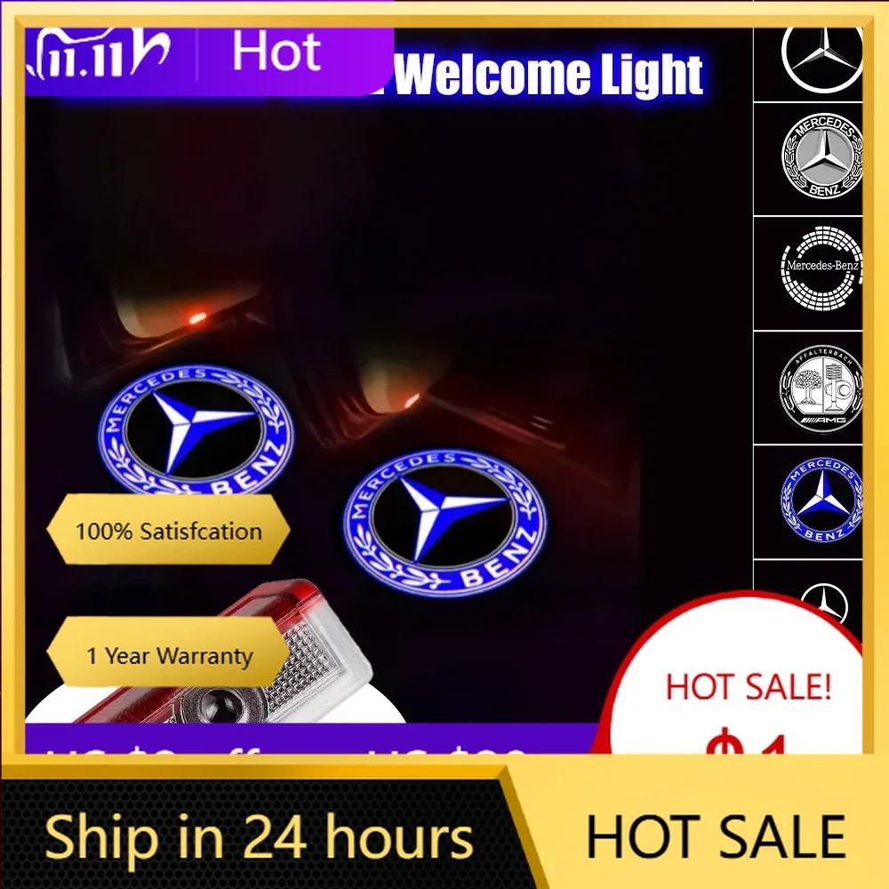 For Mercedes Benz 2X Car Door Sign Welcome Light LED Projection Light For Mercedes Benz AMG GLC GLA GLE GLS GL W204 W176 W205 W2