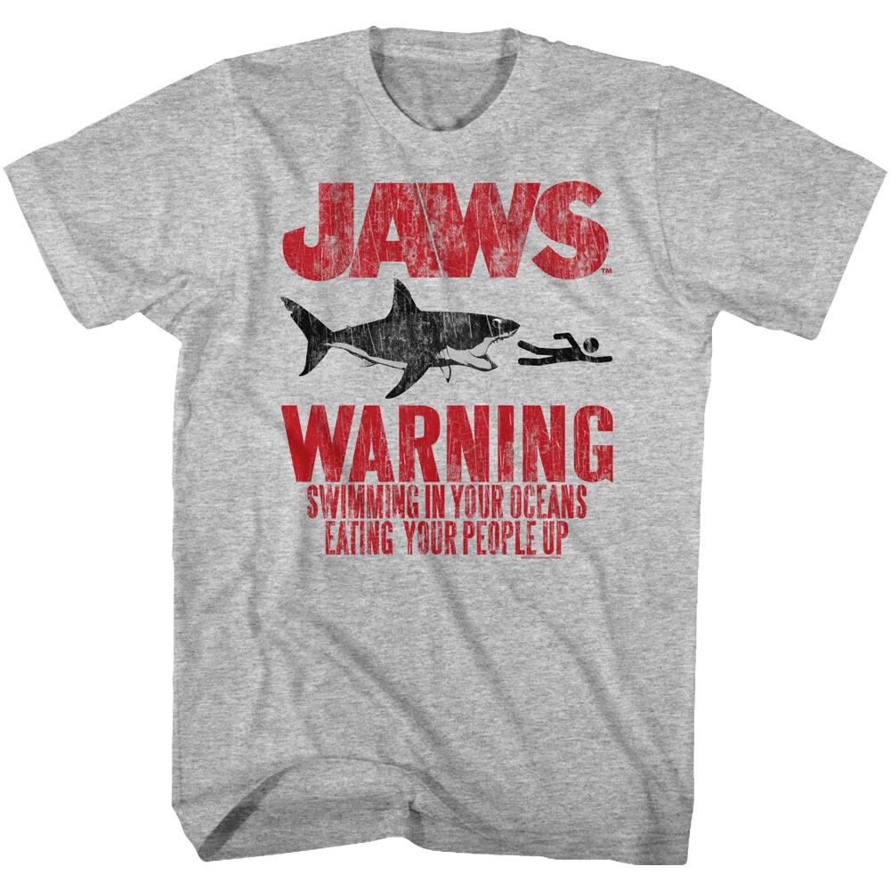 Jaws 70 s Thriller Movie Warning Swimming & Eating Your People Up Men s T Shirt M
