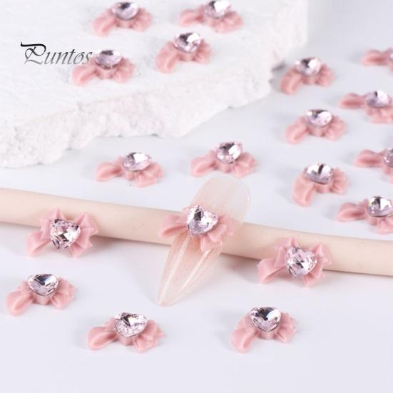 10 ks DIY dekorace na nehty 3D umělý křišťál srdce na růžové mašličce Kamínky na nehty kamínky na telefon Pouzdro na telefon Dekorace Příslušenství Potřeby na manikúru