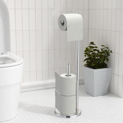 Freestanding Toilet Paper Holder with Non-Slip Stable Base Easy Assembly Large Capacity Bathroom Roll Paper Stand