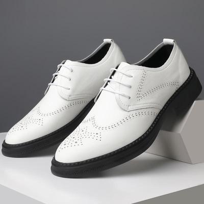 Men's Spring Leather Brogue Shoes: Business, Formal, Casual, Breathable, British & Korean Styles, Perfect for Weddings & Grooms.