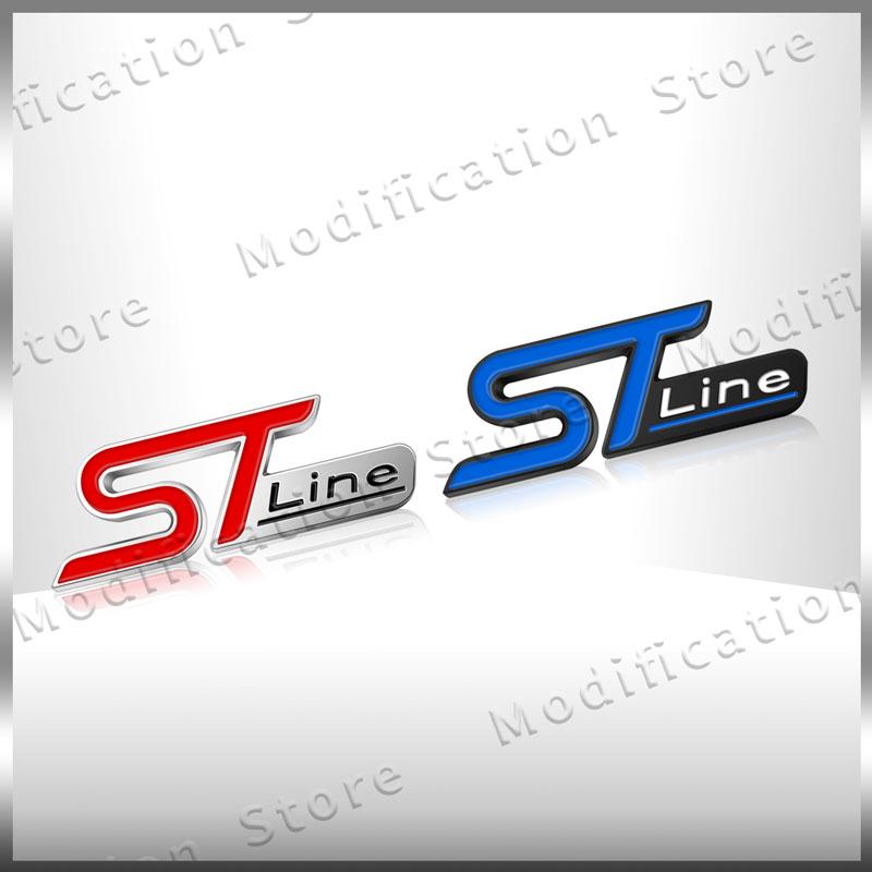 3D Metal Car Styling ST Line Logo Front Grill Badge Sticker For Ford Focus Fiesta Ecosport Mondeo Kuga Rear Trunk Side Fender
