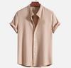Men's Casual Fashion Loose Solid Color Men's Striped Short-sleeved Shirt