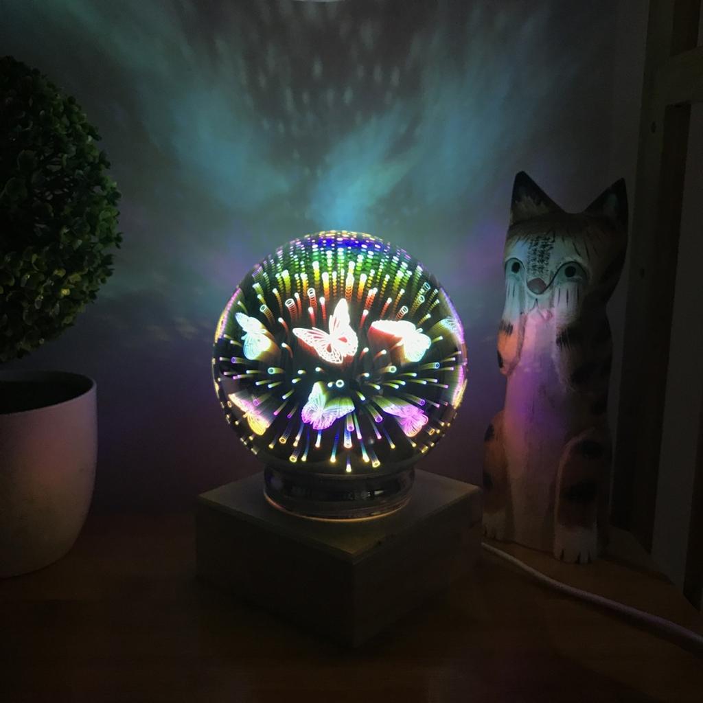 3D LED Night Light USB Magic Ball Butterfly Fireworks Projector Lamp Decor Gifts