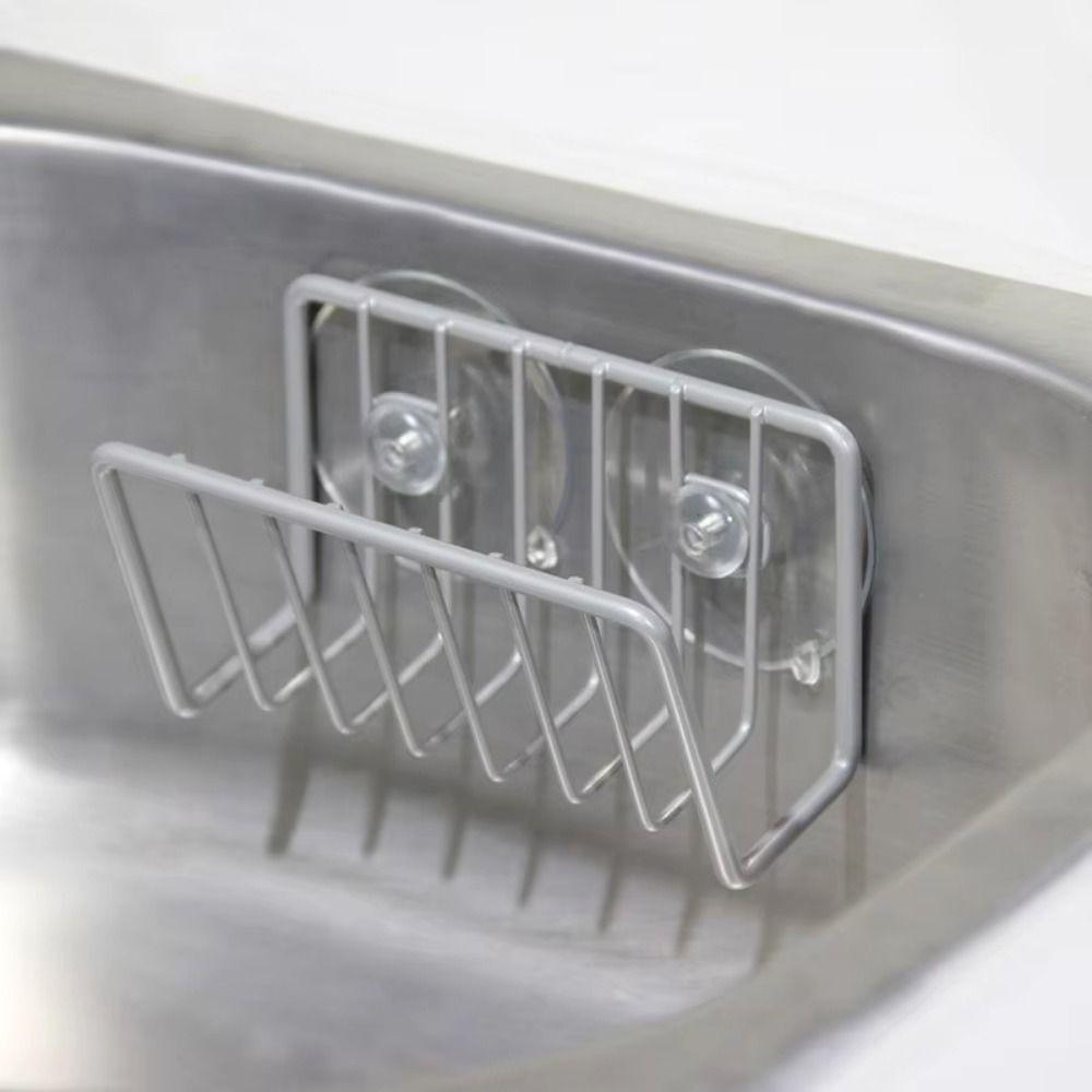 Wall-Mounted Sponge Holder No-Drill Suction Cup Drain Storage Shelf Space Saving Draining Sink Drain Stand Household