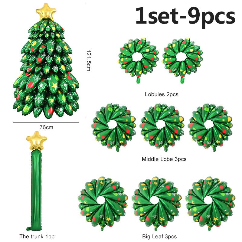 4D Christmas Tree Balloon 2024 Xmas Party Large Standing Foil Balloon Set 2025 New Year Merry Christmas Decoration for Home