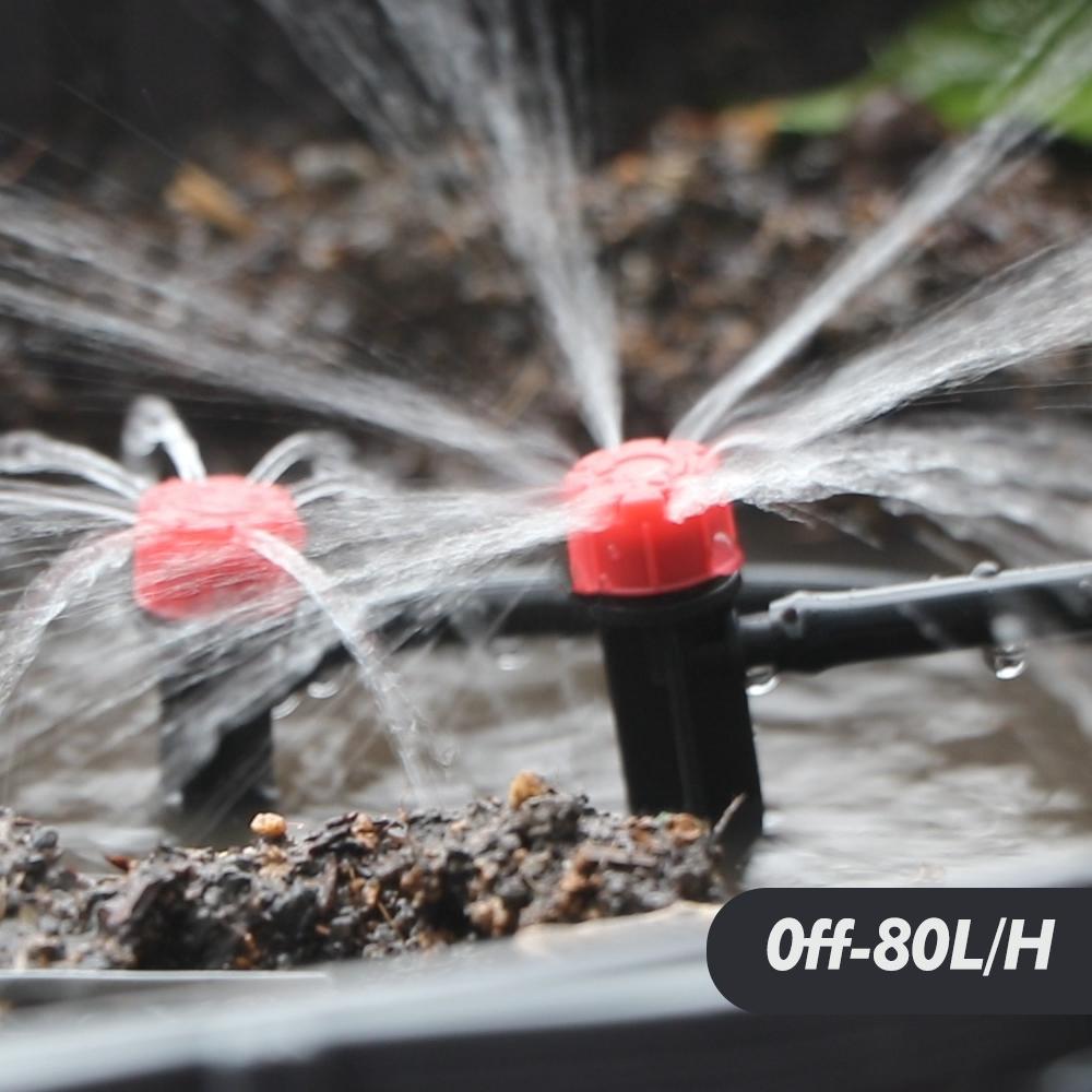 50-5m 1/4" Garden Drip Micro Irrigation 8-hole Adjustable Drippers with Stake 4/7mm Adapter PVC Tubing Automatic Watering System