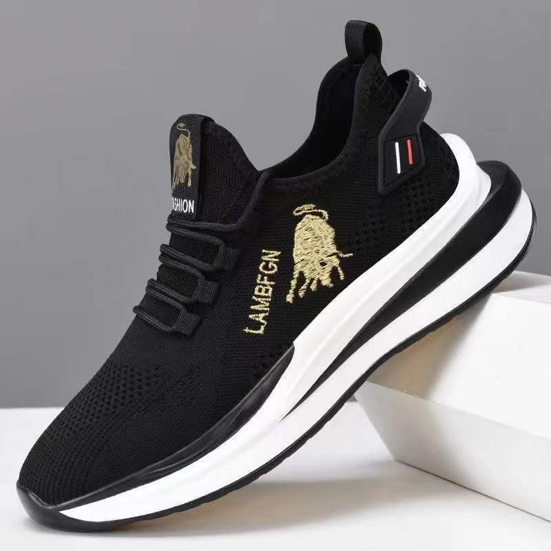 Casual Fashion Round Toe Black Sneakers Men Mesh Comfort Tennis Shoes Men Running Carbon Plate Cushioning Sports Training Joggin