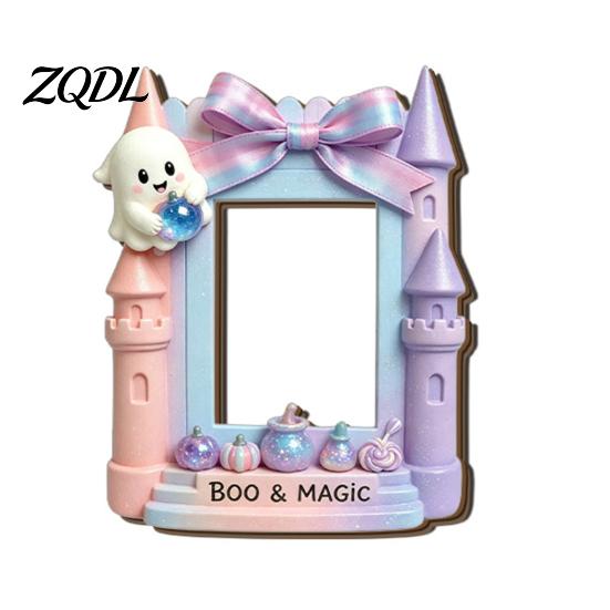 Wooden Frame Magnets Halloween Photo Refrigerator Magnet, Ghost Pumpkin Magnetic Picture Decorative Holder, for Holiday Party Kitchen