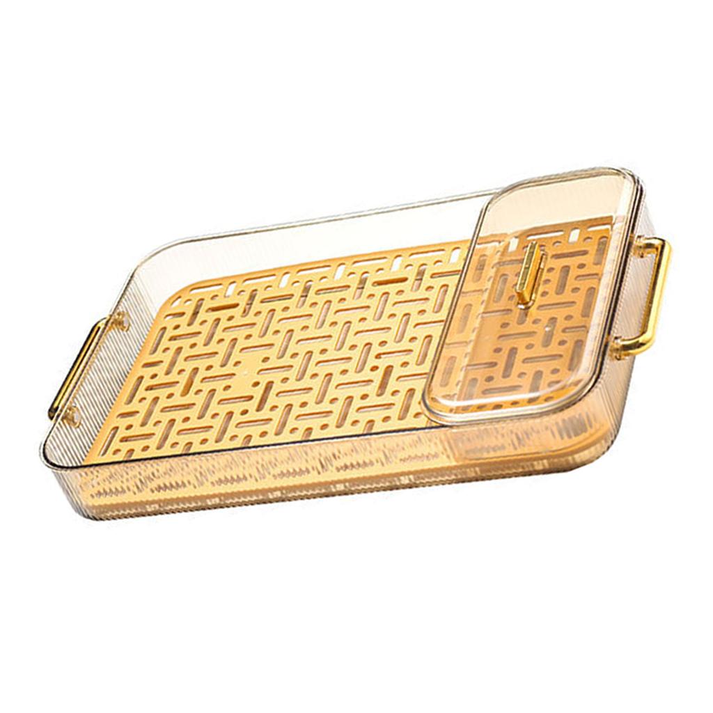 Double Layer Water Drainage Tea Tray with 2 Handle Decorative Fashionable Water Drainage Tea