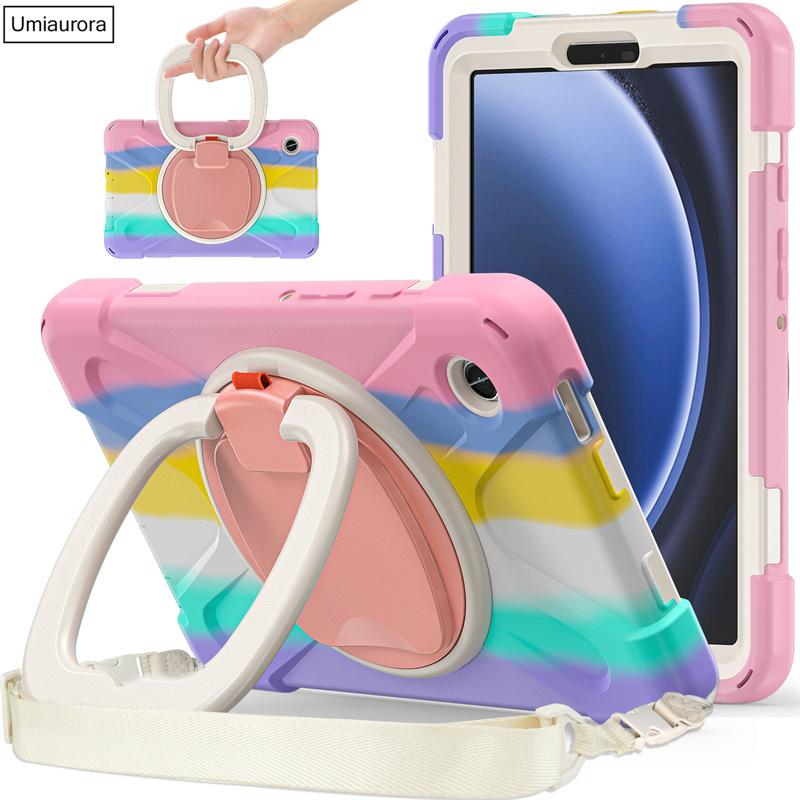 For Samsung Tab A7 A8 A9 A11 Plus SM-X230 X210 X200 T220 S6 Lite 10.4" Shockproof Tablet Case Pull Ring Stand Strap Rugged Funda