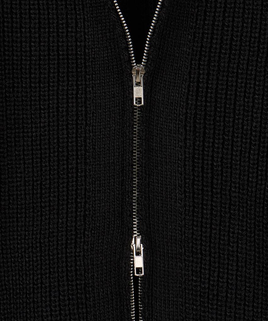 NODU Essential V-Neck Knit Zip-Up Cardigan [Black]