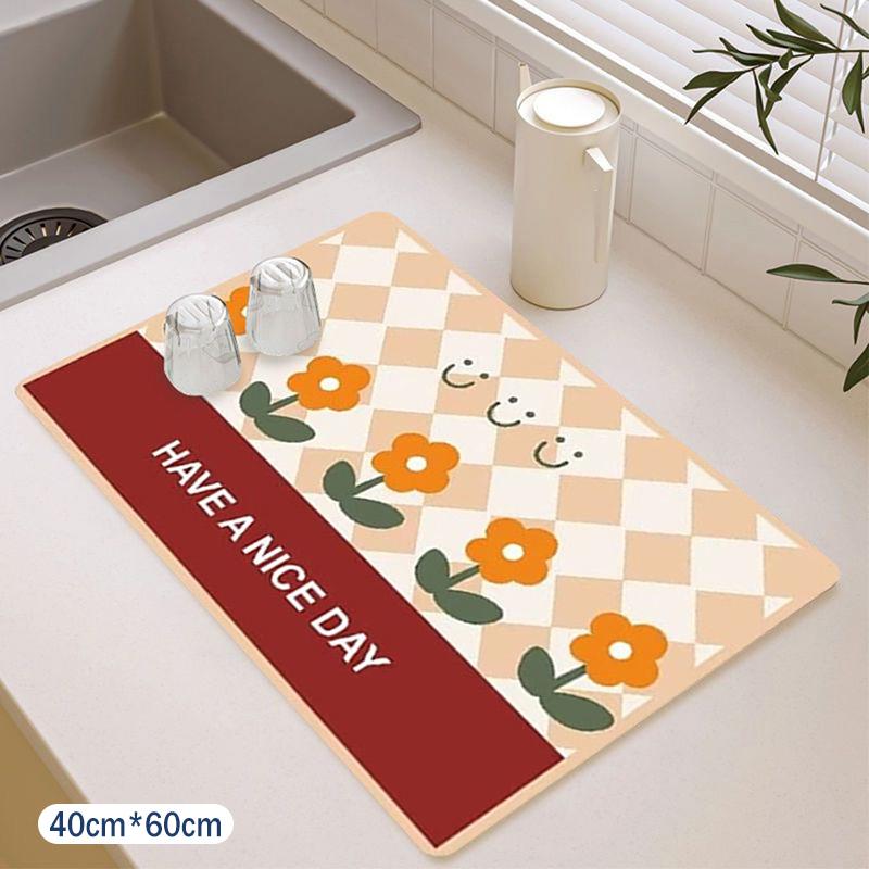 Fashion Color Flower Draining Mat Anti-scalding Heat Insulation Desktop Pad For Tableware Glass Cups