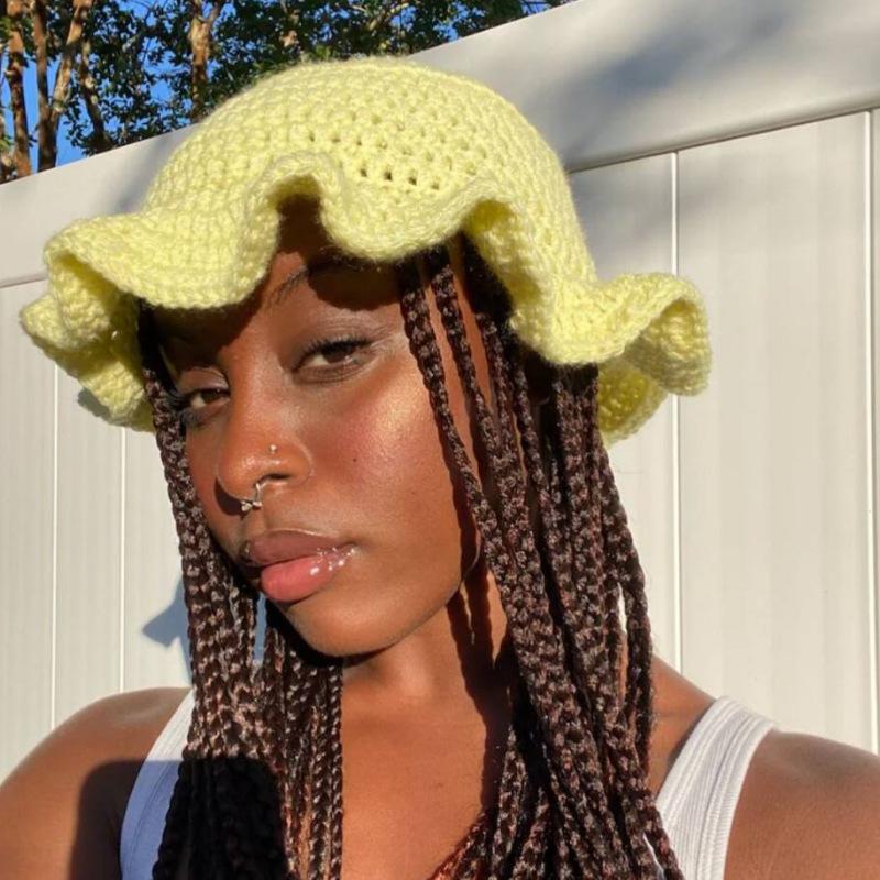 Hand knitted cute woolen hat little yellow duck pudding dog warm scarf adult hat