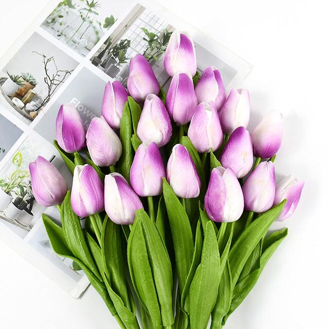 35 Cm Tulpan blomma konstgjord tulpan bukett 10 /5st skum falsk blomma för bröllopsceremoni dekor hem trädgård bukett dekor 