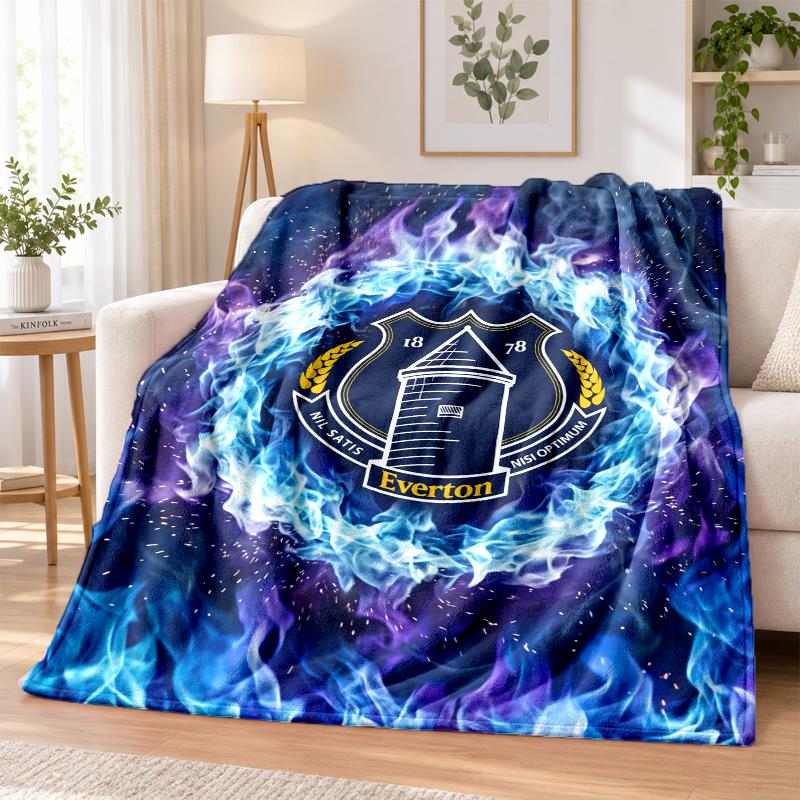 Everton Football Printed Flannel Blanket Warm Comfort Bed Throw For Indoor Home Decoration
