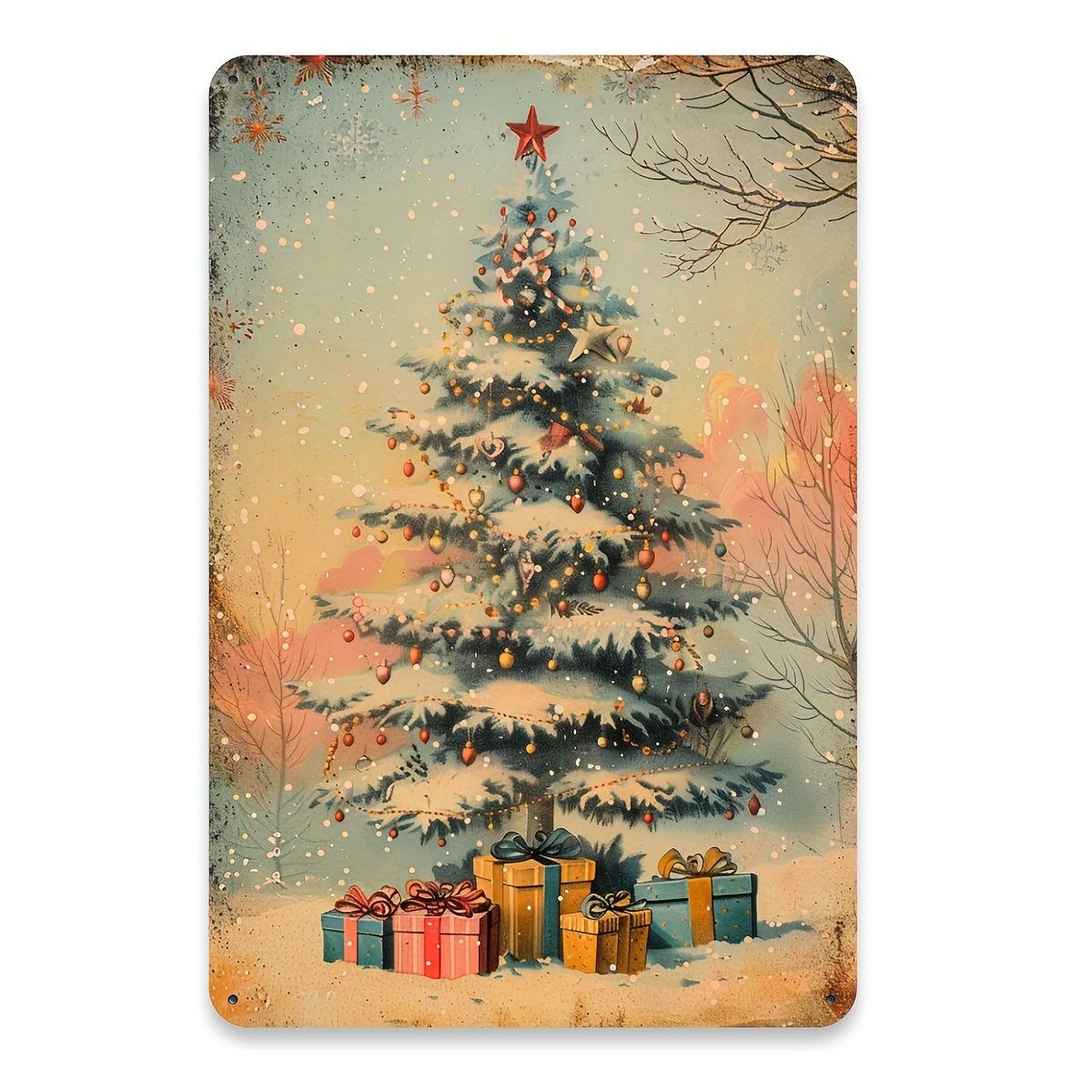 

Rustic Christmas Tree Metal Tin Sign Artistic Wall Decor for Gym Cafe Garage Restaurant Home Forest Garden Indoor 20x30cm（7.8x11.8inch）