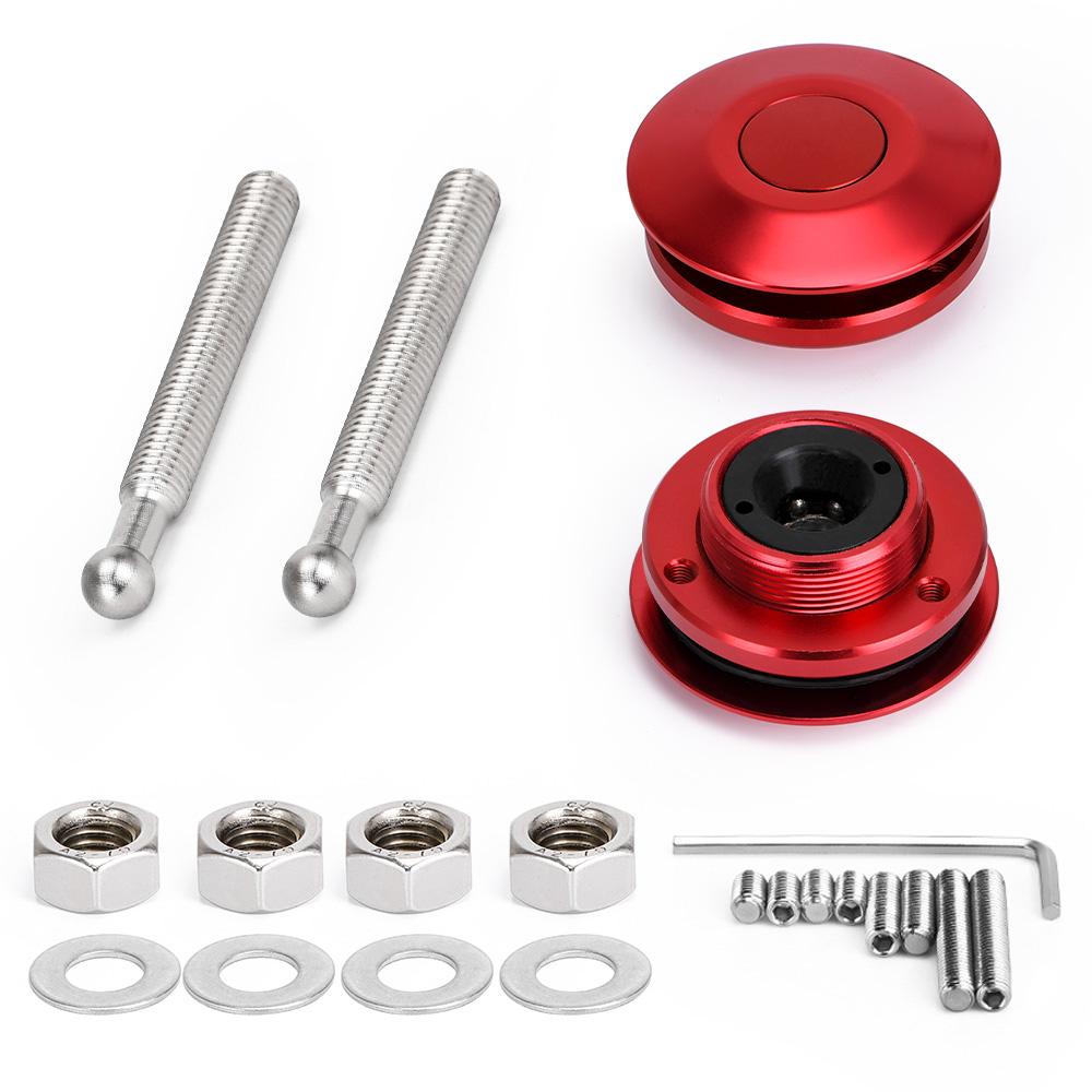Sport Universal-Druckknopf Billet Motorhaubenstifte Schlossklammer-Kit Auto Schnappverschluss Neu Für FORD Mustang 4.6L V8 96-04 PQY-HP31BK
