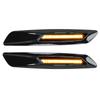 2pcs Led Dynamic Fender Side Marker Lamp Sequential Turn Signal Light Black Lens Yellow