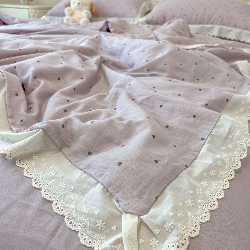 Lace Lace Bedding Four-piece Set Soft Skin-friendly Breathable Washed Sheets Quilt Cover Pillowcase