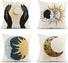 Celestial Pillowcase Moon Print Pillowcase, Linen Decorative Cushion Cover For Sofa Living Room Bedroom Cushion Cover 45X45