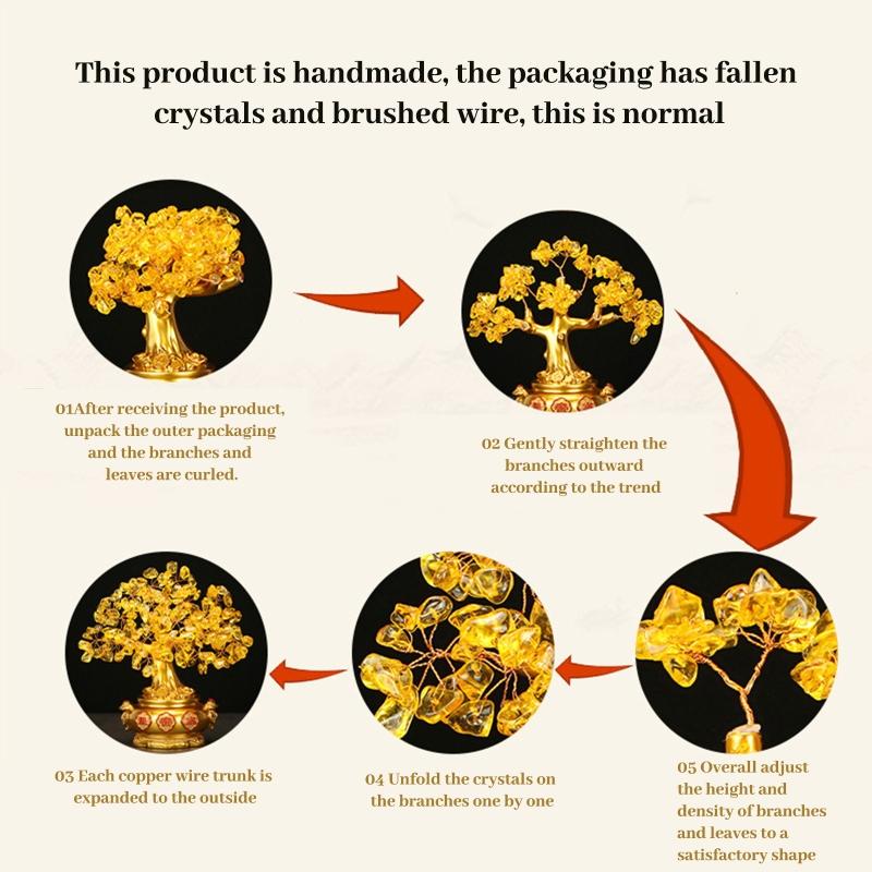 Creative Citrine Lucky Tree Chinese Feng Shui Money Tree Fortune Tree For Desktop Ornament Home Decoration Gifts