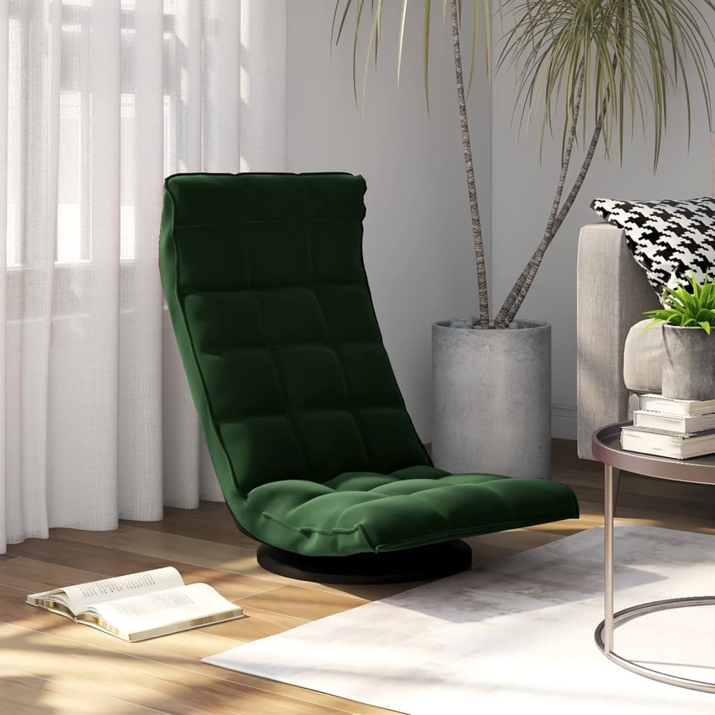 Floor Chair Swivel Dark Green Velvet