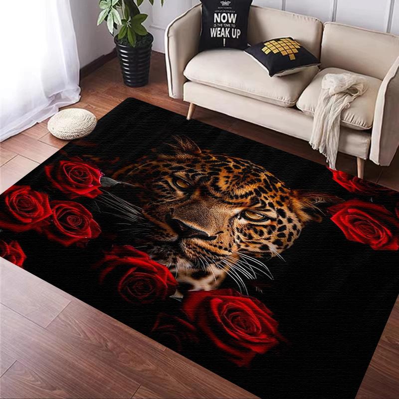 Rose leopard print carpet African cheetah room decoration Large Area Rugs Living Sofa Doormat Non Slip Hallway Balcony Floor Mat