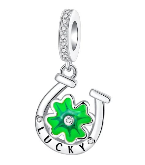 Heureuse Pendentif Trèfle à Quatre Feuilles Cuivre Arbre de Famille Fleur Perle Pendentif Convient aux Bracelets Originaux Collier Bijoux