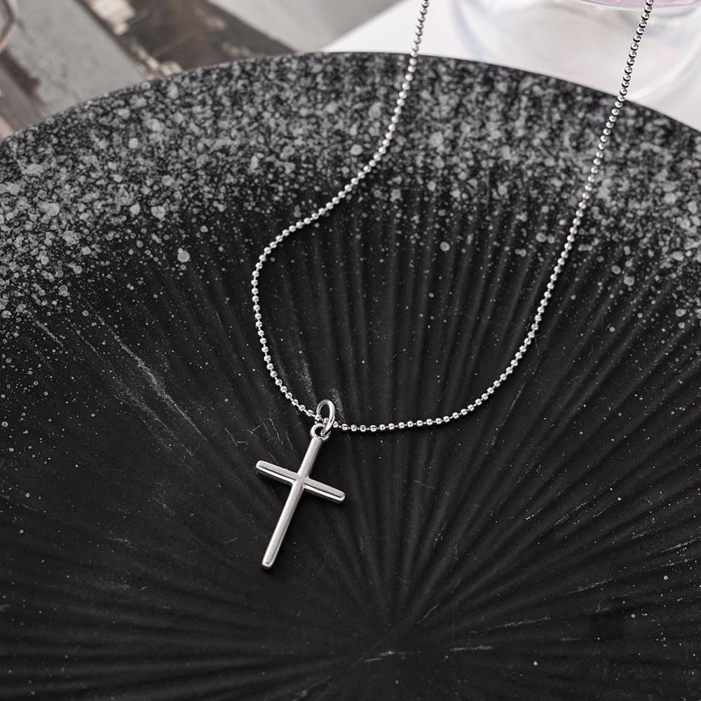 Collana Ciondolo Croce Acciaio Titanio Catena Minimalista Per Uomini Donne