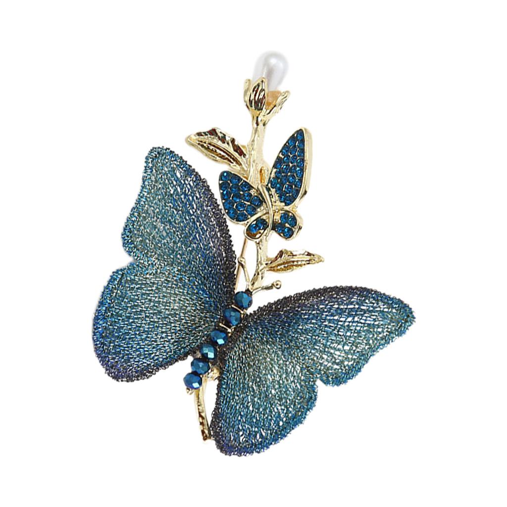 Butterfly Brooch With Intricate Embroidery And Simulated Pearls Scarf Clothes Decoration For Women Fashion Accessory