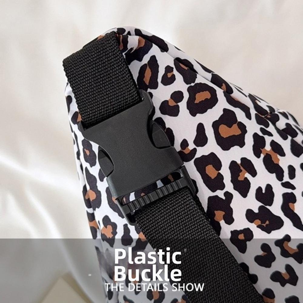Zipper Closure Chest Bag Leopard Print Phone Storage Shoulder Bag Lightweight Design Casual Style Messenger Bag Outdoor Travel