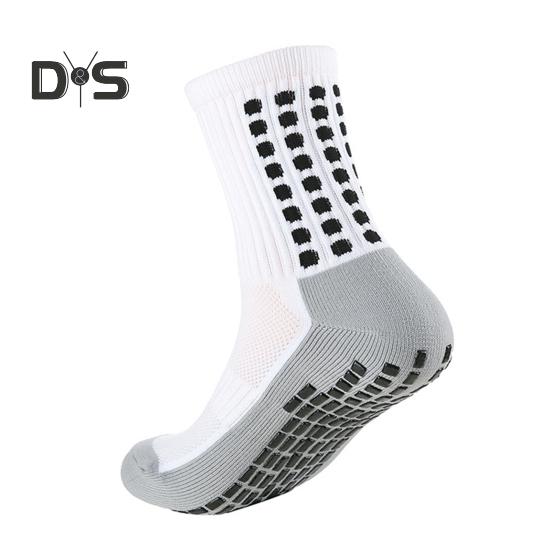 1 Pair Sports Socks Anti-slip Silicone Bottom Mid-tube Sweat Absorption Fine Knitting High Elasticity Daily Wear Football Basketball Calf Socks