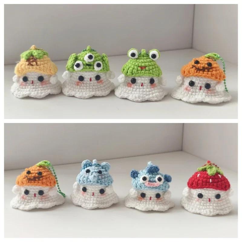Crochet Ornament Finished Positive Figures Crochet Animals Ghost Desk Accessory Home Office Decor Christmas New Year Party Gift