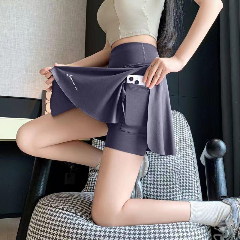 

Підроблені двошарові шорти-спідниці для йоги жіночі швидкосохнучі для велоспорту тренувань у спортзалі спідниця з високою посадкою фітнес легінси спідниця з захистом від просвічування S