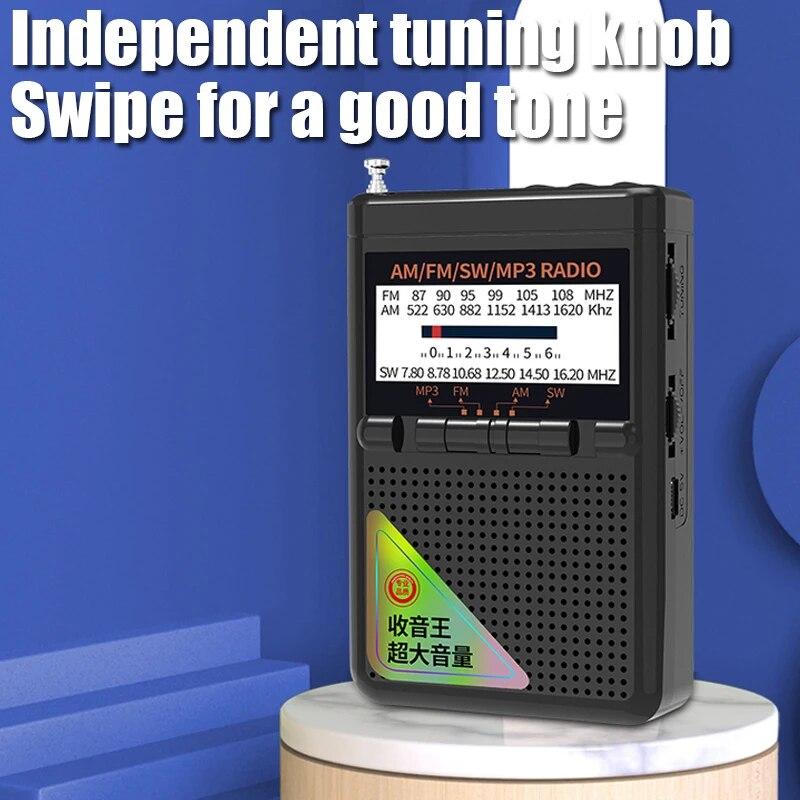 Portable Full Band Radio MINI FM/AM/SW Receiver TF Card/USB MP3 Music Player with 3.5mm Jack High Sensitivity Radio