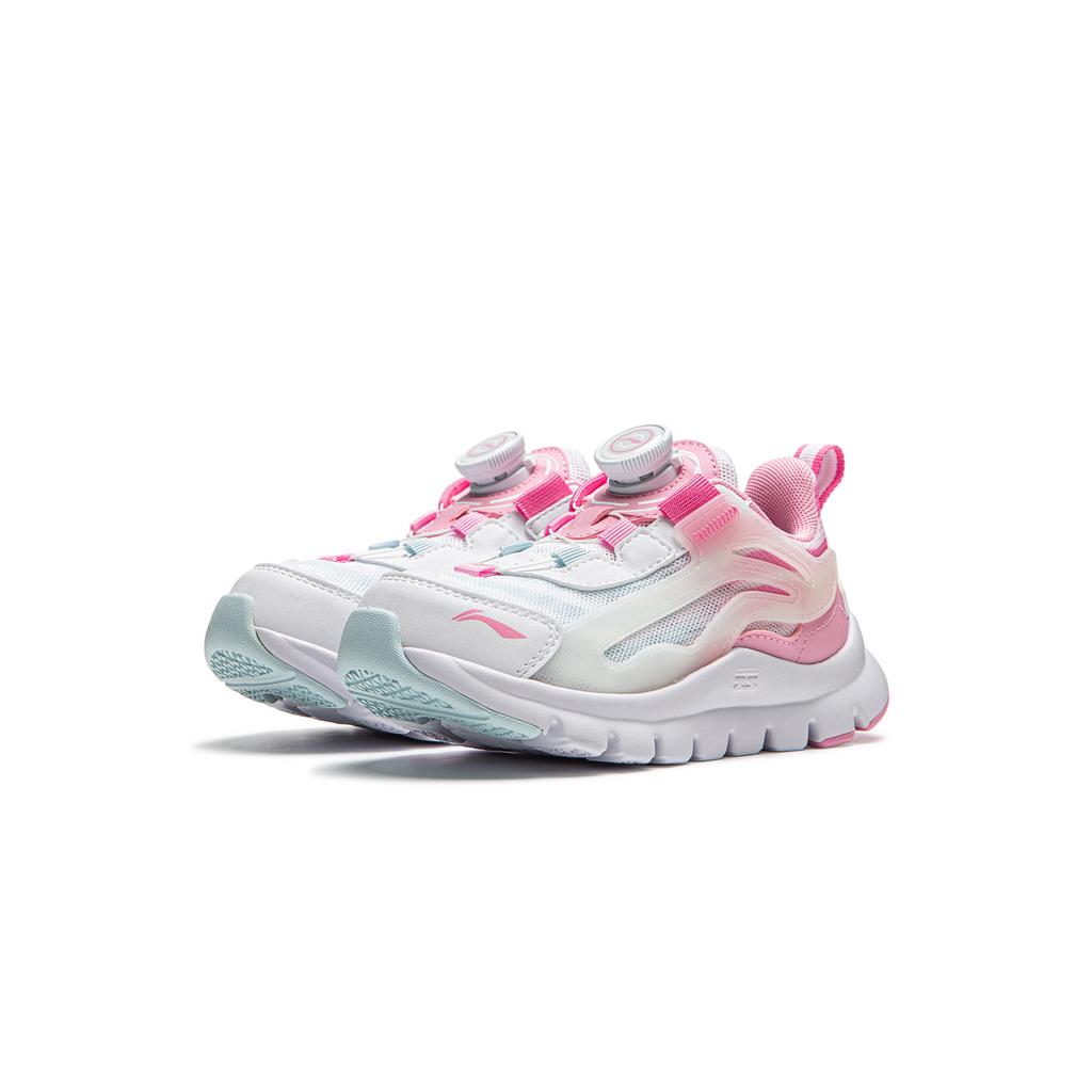 Li Ning Kids Sports Lifestyle Series Fashion Comfortable Casual Shoes Kids Casual Shoes Standard-White Fairy-Pink Cloud-Porcelain-Blue YKNU090-16