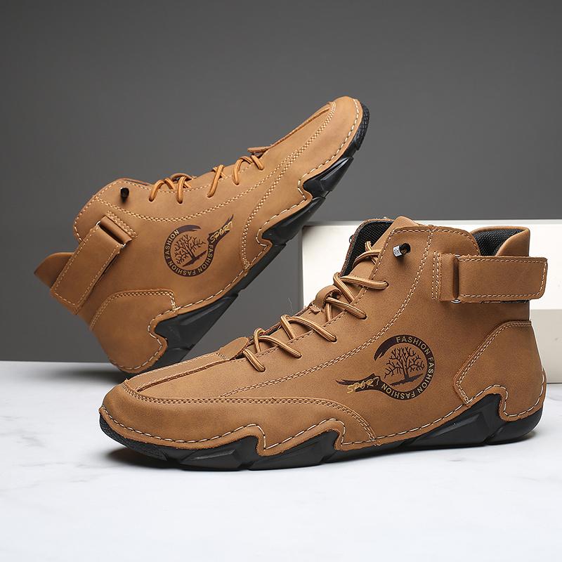 Autumn Winter Handmade Split Leather Boots Men Shoes Comfortable Ankle Boots For Men Casual Shoes Moccasins Men Boots
