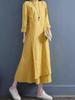 Spring Womens Dresses Vestidos Robe Elbise Loose Plus Size Cotton Linen Double Layer Long Dress