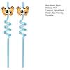2Pcs Soccer Theme Spiral Straws, PET Reusable Curved Drinking Straws with Football Charm, World Mug Party Beverage Decor