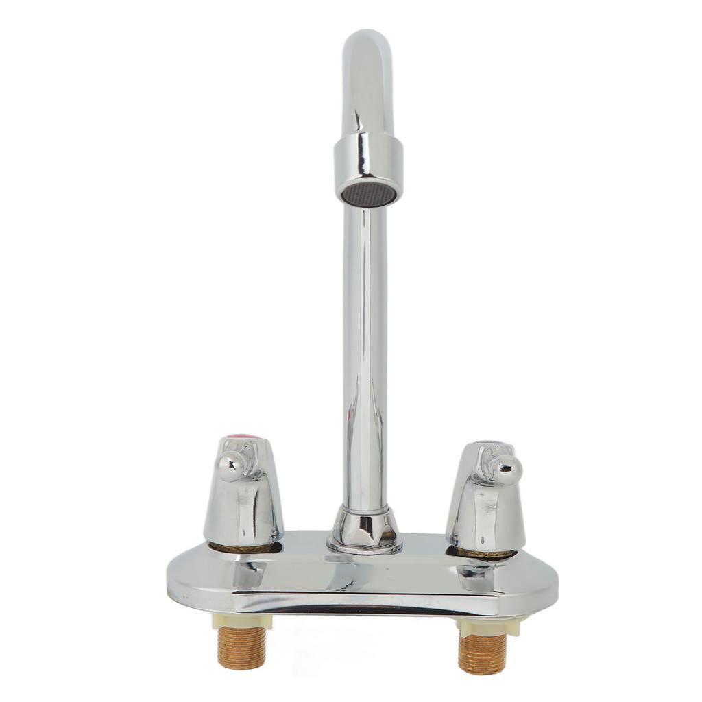 Sink Faucet 2 Handle 2 Holes Deck Plate Design Hot Cold Water Basin Mixer Tap for Bathroom Kitchen