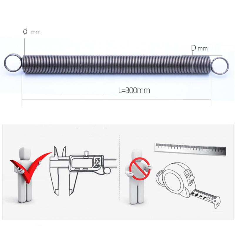 1pcs Wire Dia 0.3~5MM Outer Dia 3~50MM L:300MM High Carbon Steel L-shaped Double Coil Tension Spring Closed Loop Tension Spring 0.3x3x300mm
